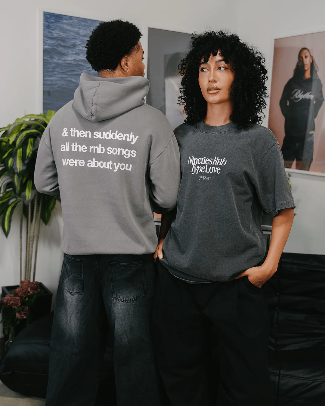 Nineties Rnb Type Love | Oversized Shadow Graphic Tee - Image 9