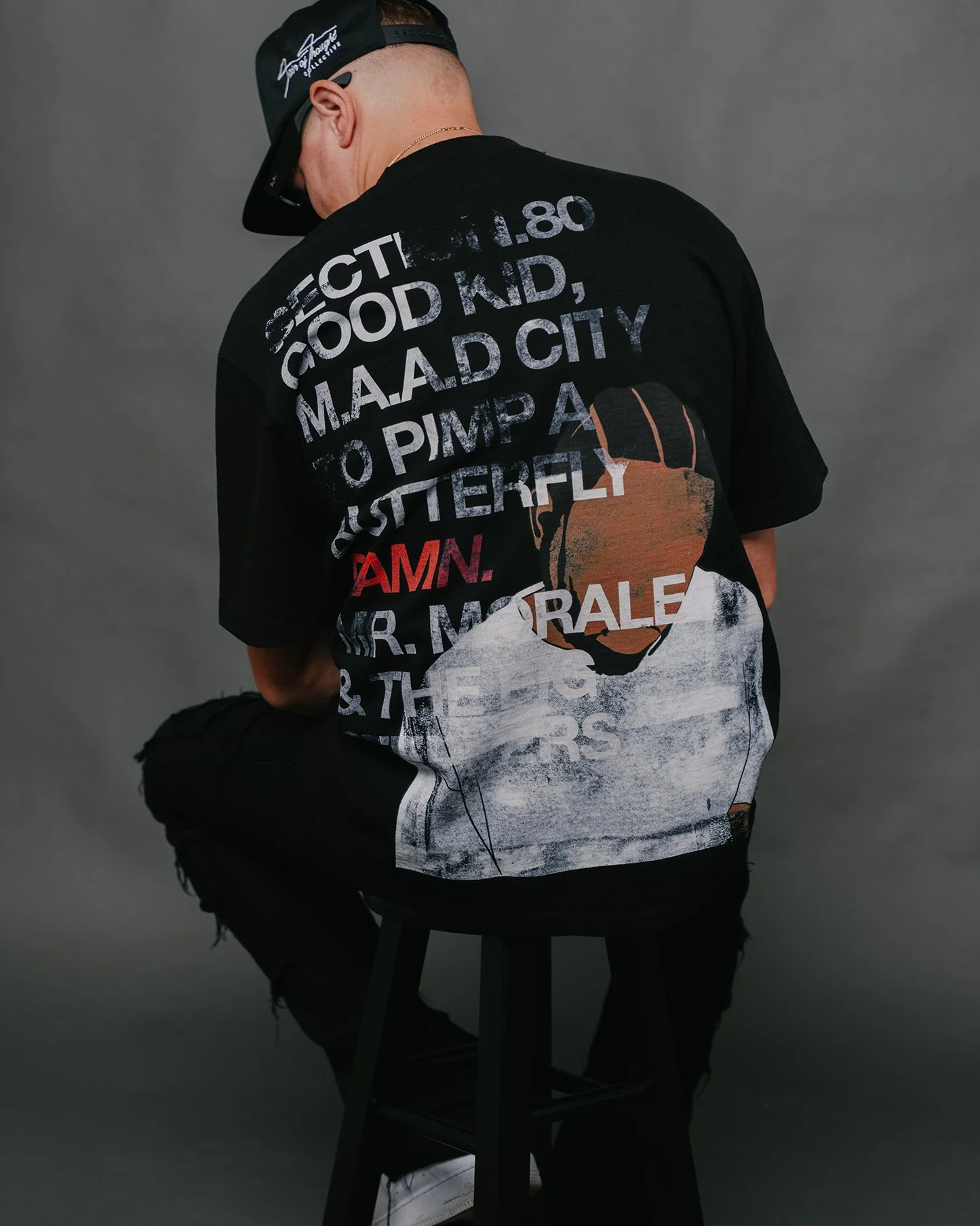 No-Face DAMN | Heavyweight Black Graphic Tee - Image 2