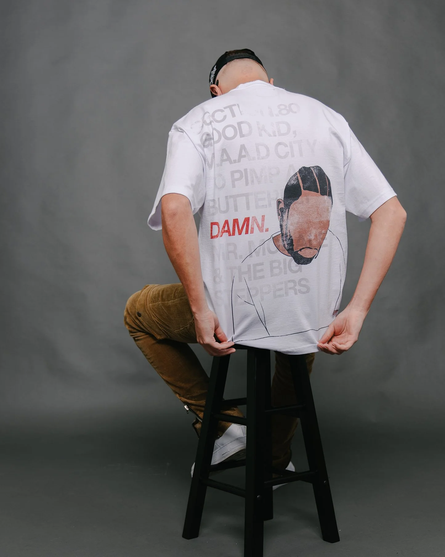 No-Face DAMN | Heavyweight White Graphic Tee - Image 2