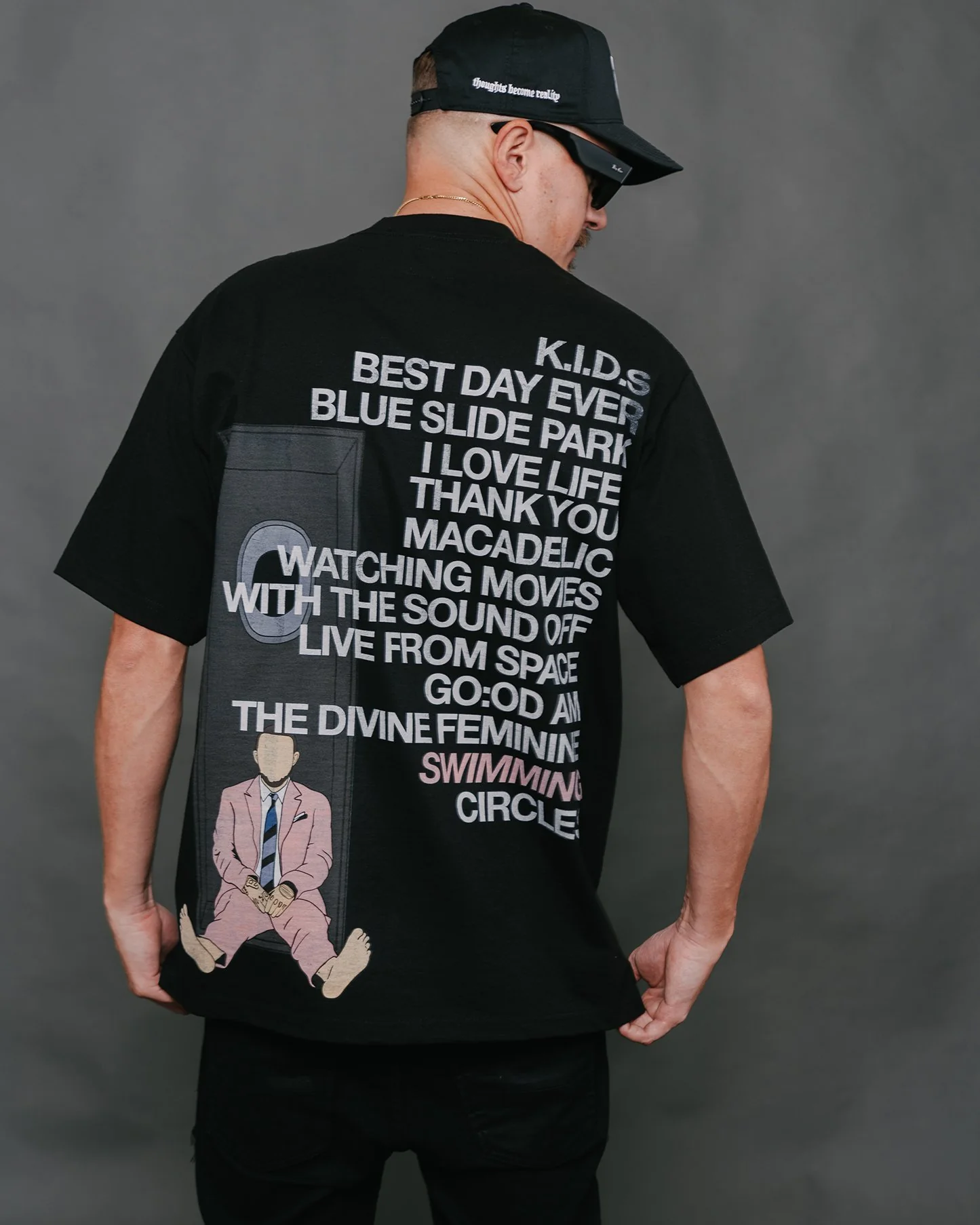 No-Face SWIMMING | Heavyweight Black Graphic Tee - Image 2