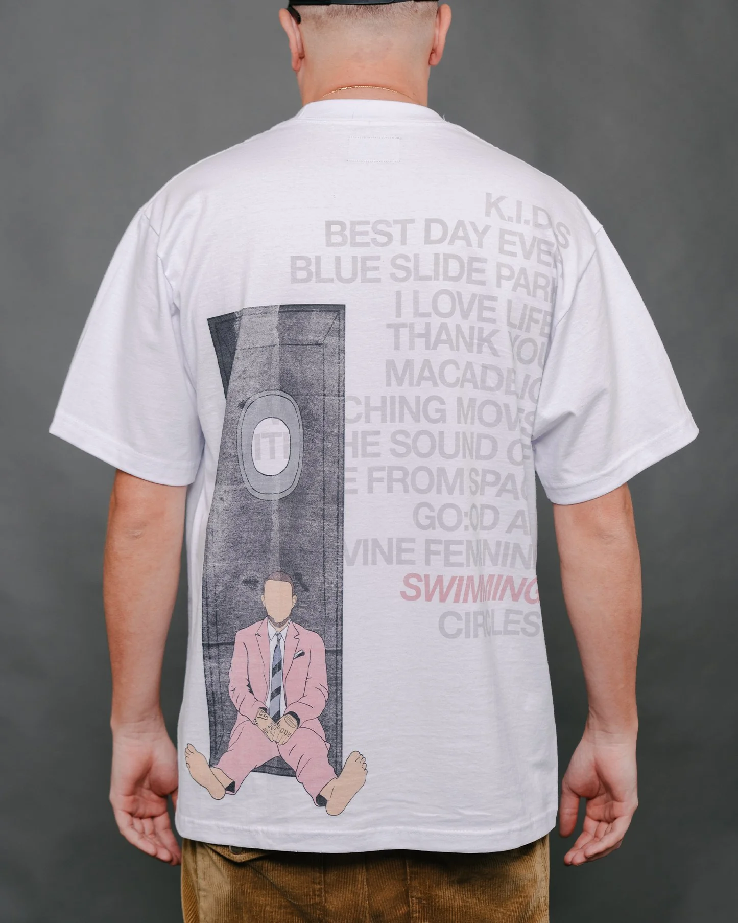 No-Face SWIMMING | Heavyweight White Graphic Tee - Image 2