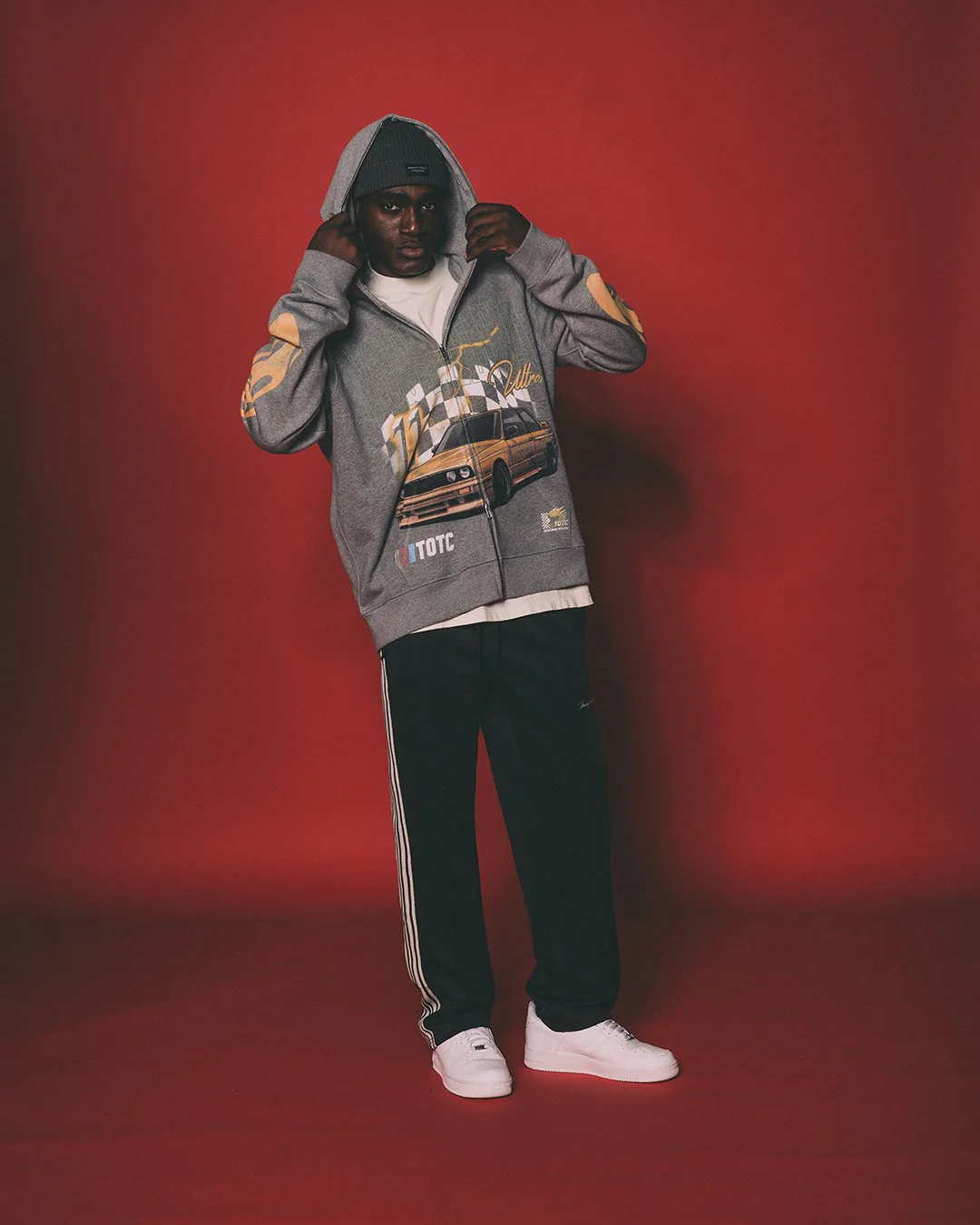 Nostalgia Ultra | Heather Grey Full Zip Body Bag Hoodie - Image 8