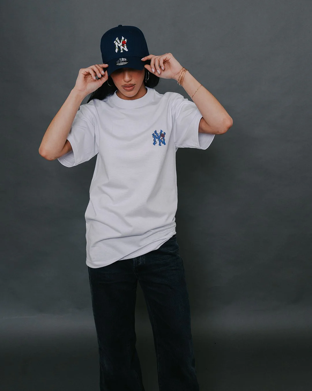 NY City Rose Navy Blue New Era Hat Snapback - Image 2