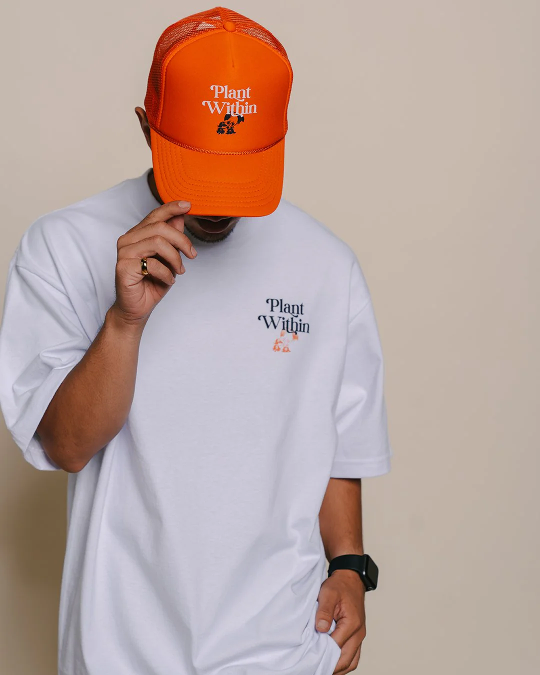 Plant Within | Orange 5 Panel Trucker Hat - Image 2