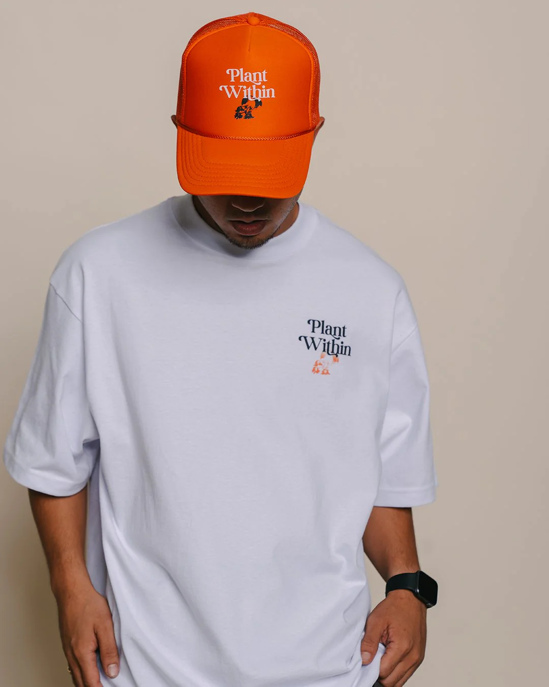 Plant Within | Orange 5 Panel Trucker Hat - Image 3