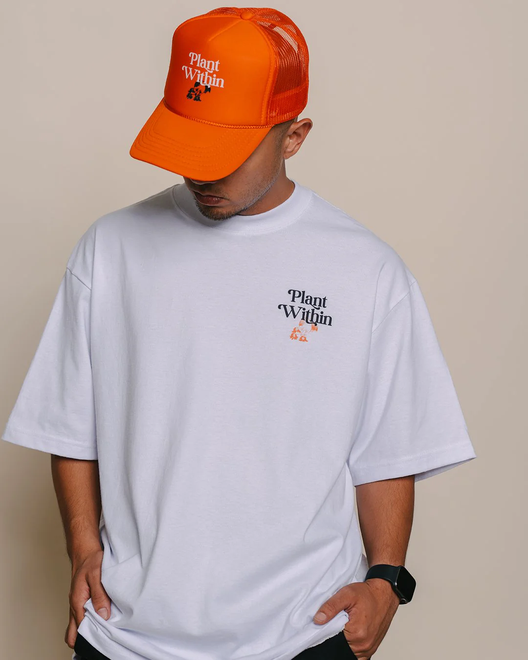 Plant Within | Orange 5 Panel Trucker Hat - Image 4
