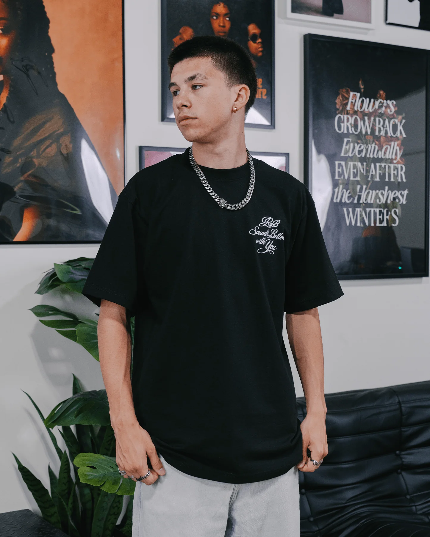 R&B with You | Heavyweight Black Graphic Tee - Image 6