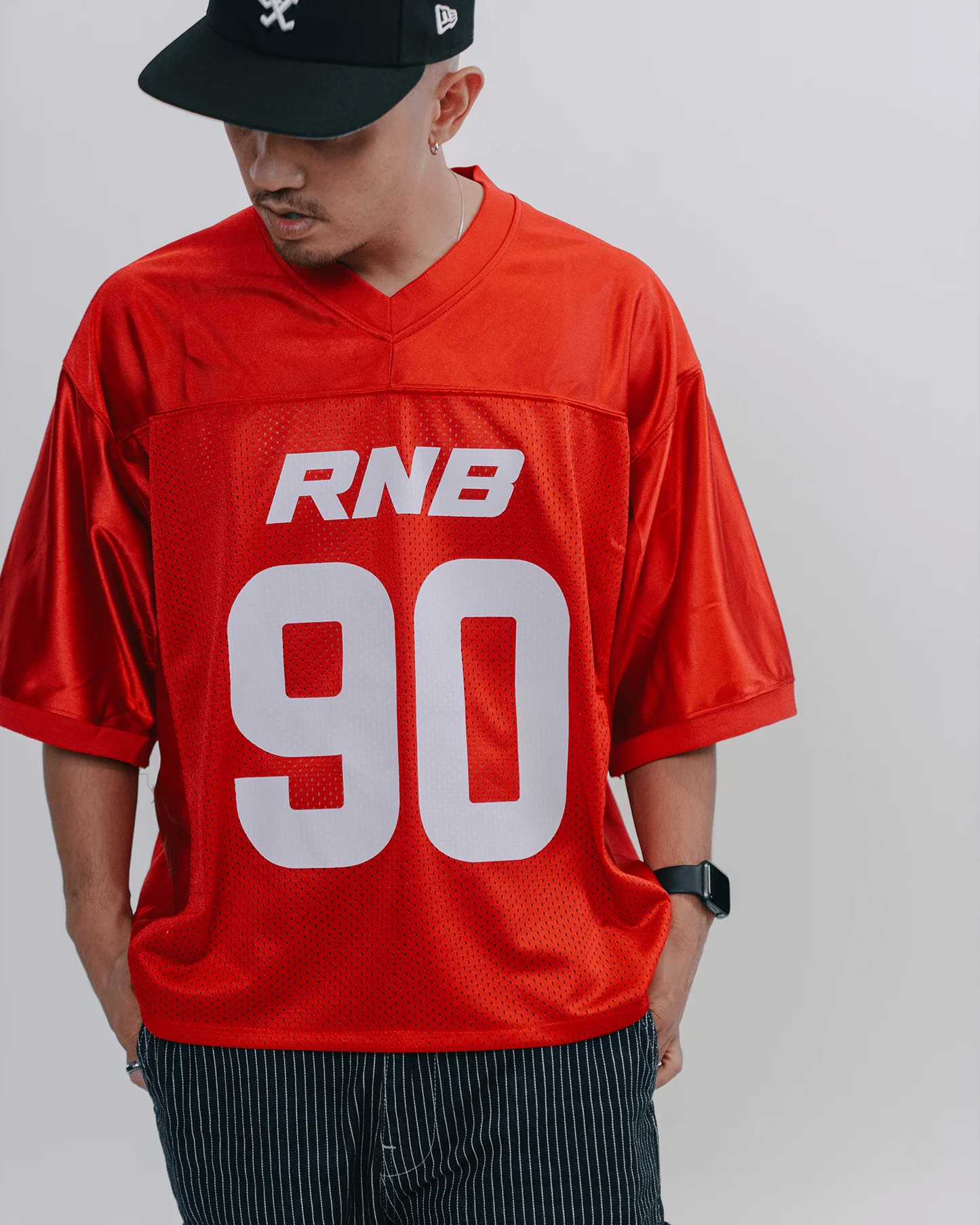 Rnb Every Morning V1 | Cropped Red Football Jersey - Image 3