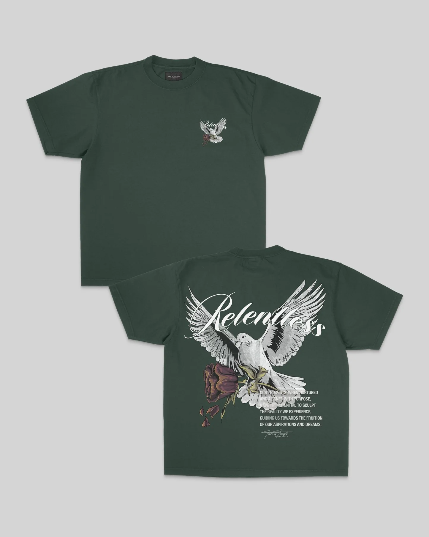 Relentless Dove | Oversized Green Graphic Tee