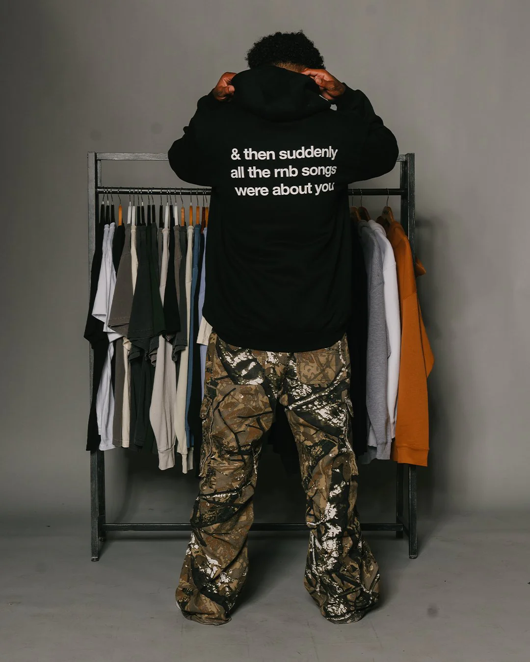 Rnb Songs | Black Pullover Hoodie - Image 2