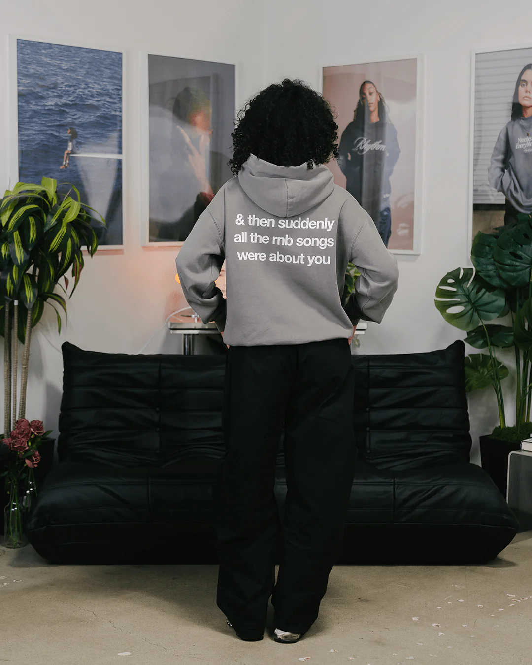 Rnb Songs | Relaxed Faded Grey Hoodie - Image 3
