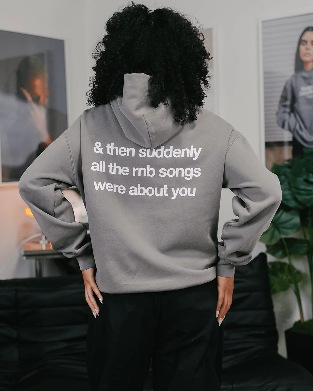 Rnb Songs | Relaxed Faded Grey Hoodie - Image 4