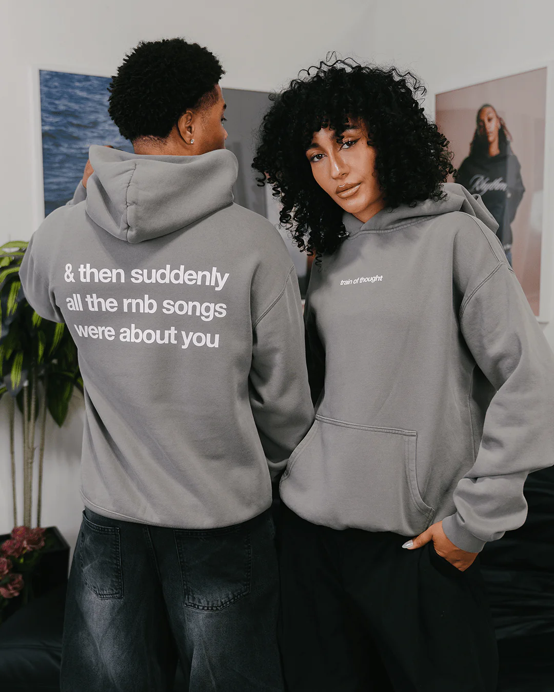 Rnb Songs | Relaxed Faded Grey Hoodie - Image 6