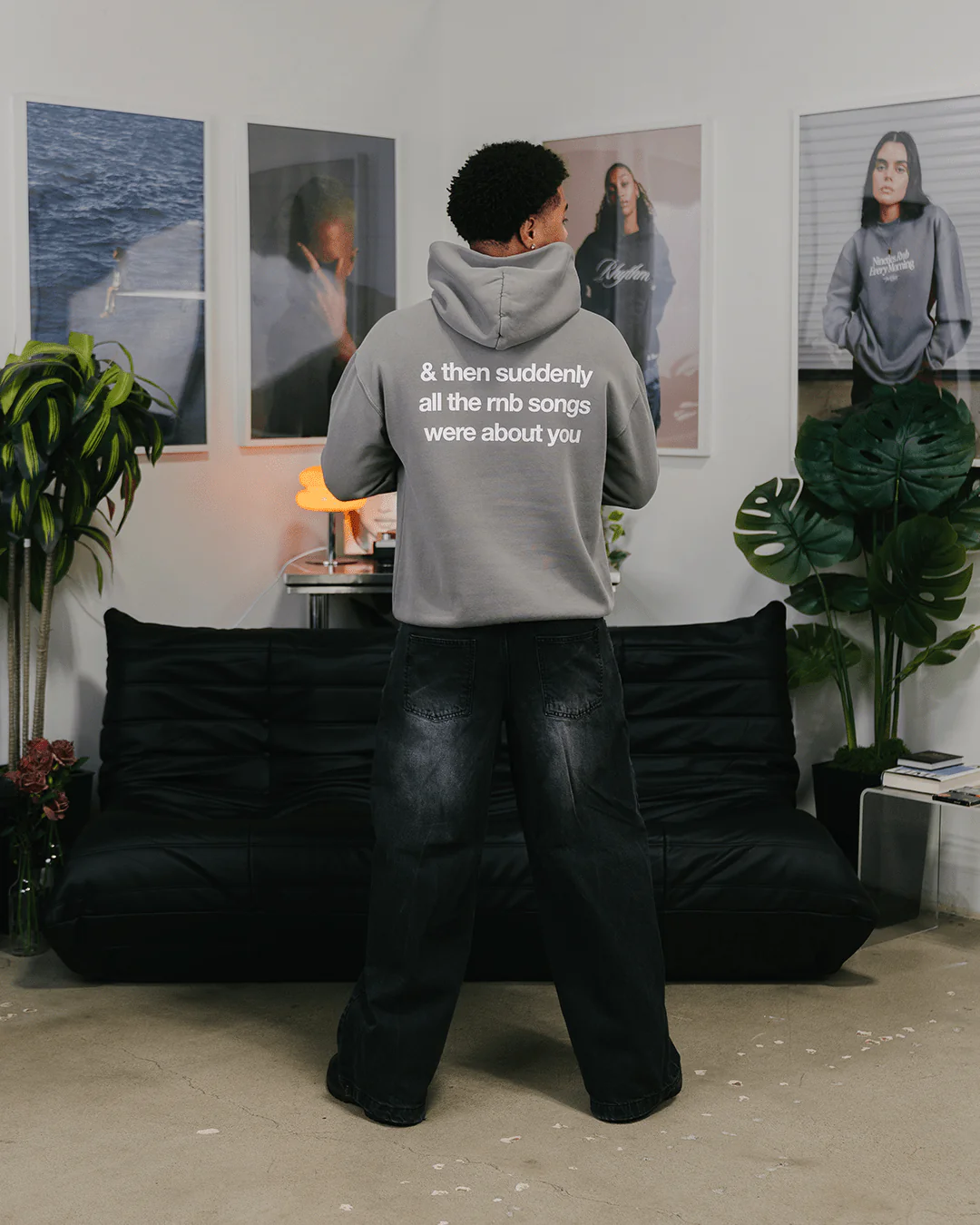 Rnb Songs | Relaxed Faded Grey Hoodie - Image 8