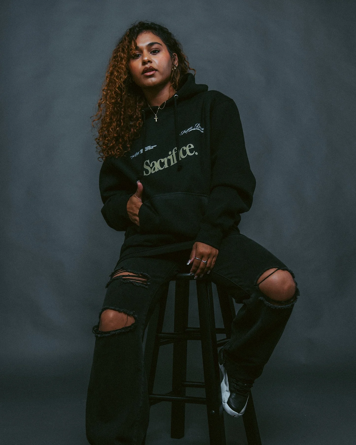 Sacrifice | Black Pullover Hoodie - Image 2