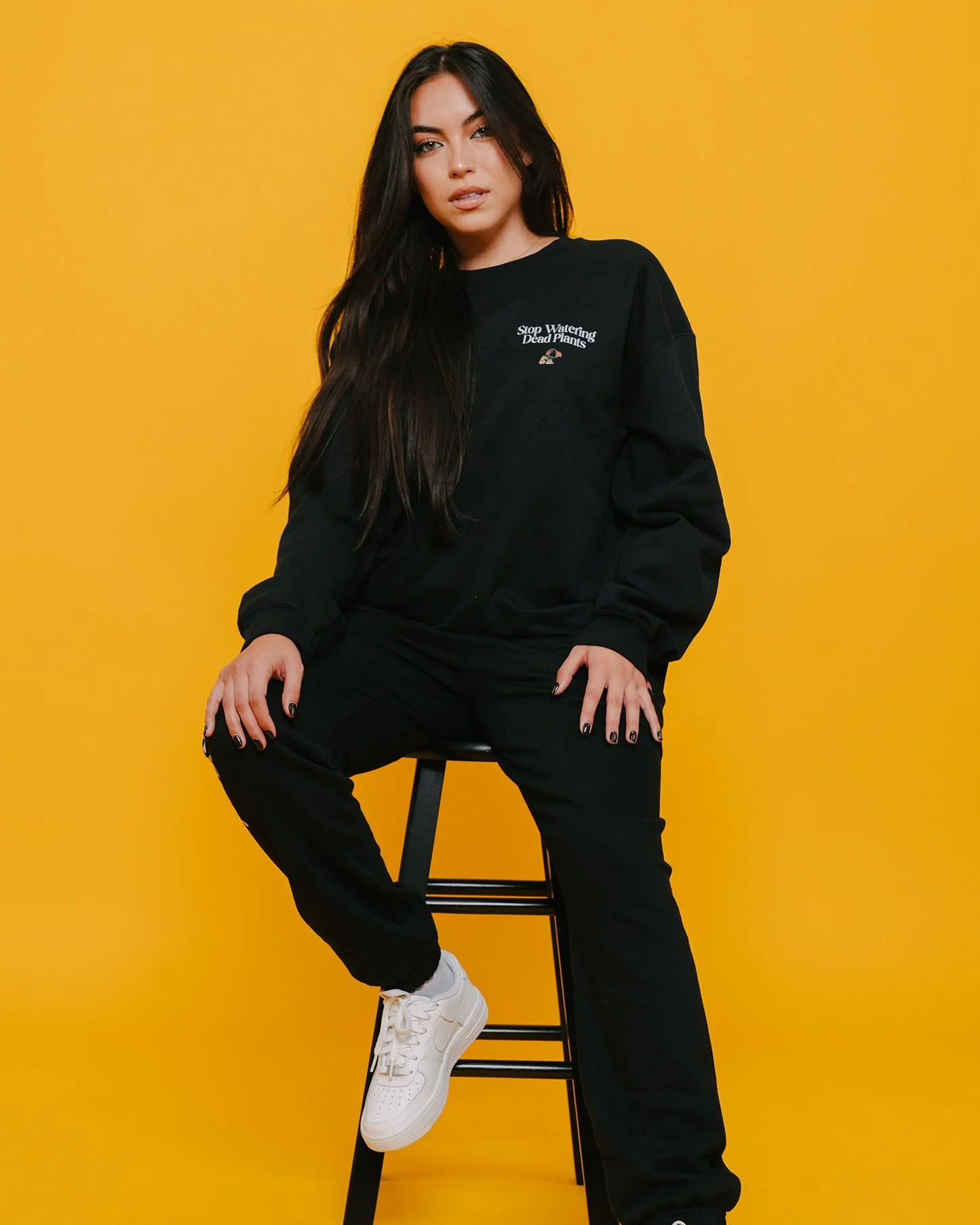 Stop Watering Dead Plants | Black Crewneck Sweatshirt - Image 4