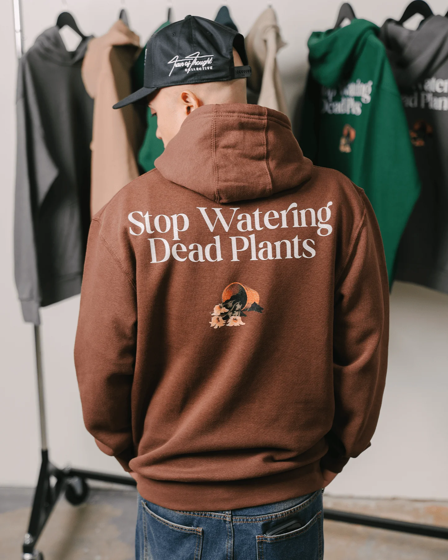 Stop Watering Dead Plants | Brown Full Zip Hoodie - Image 6