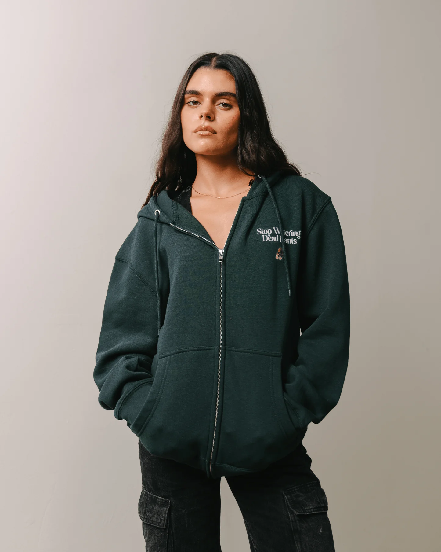 Stop Watering Dead Plants | Green Full Zip Hoodie - Image 8