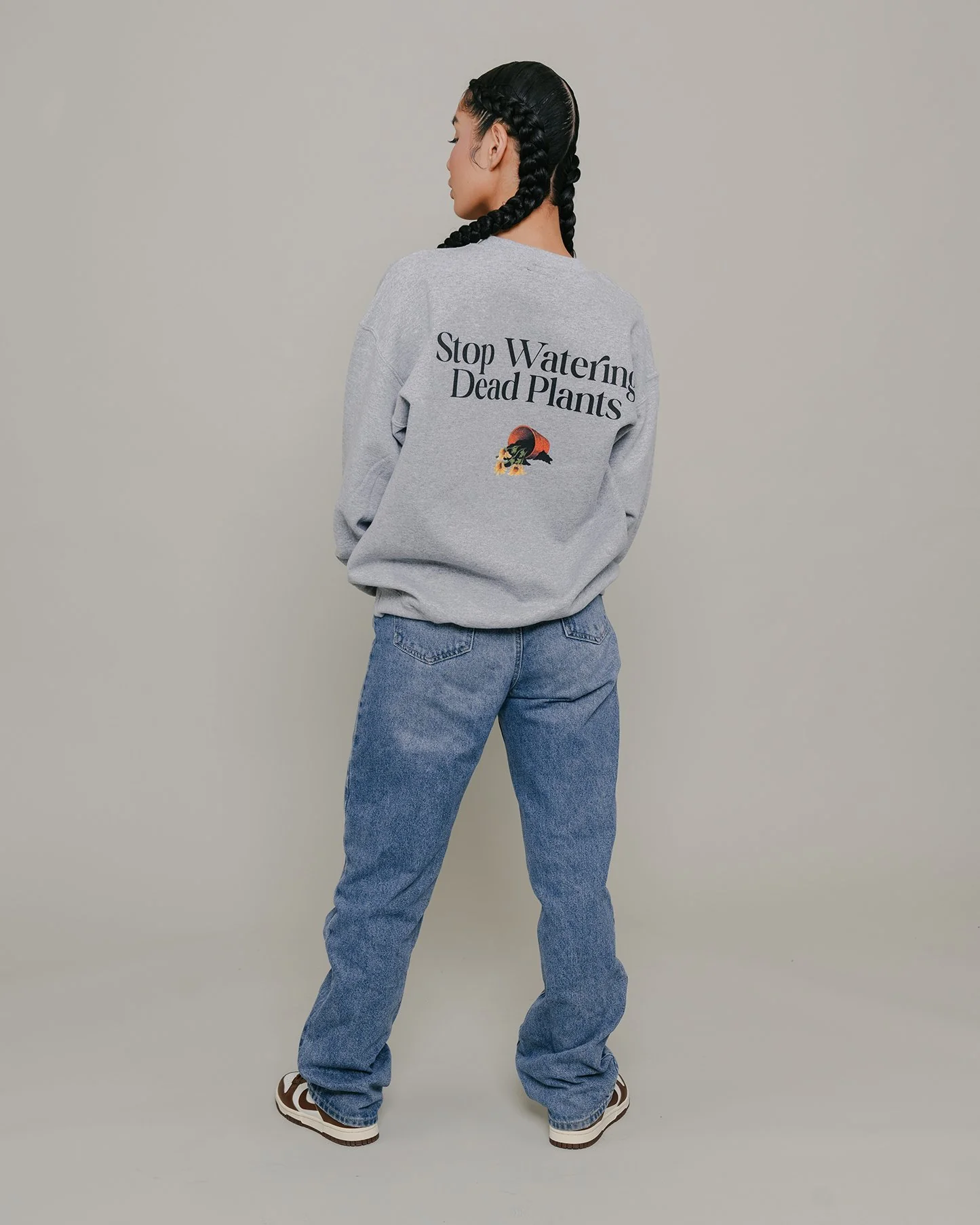 Stop Watering Dead Plants | Grey Crewneck Sweatshirt - Image 4