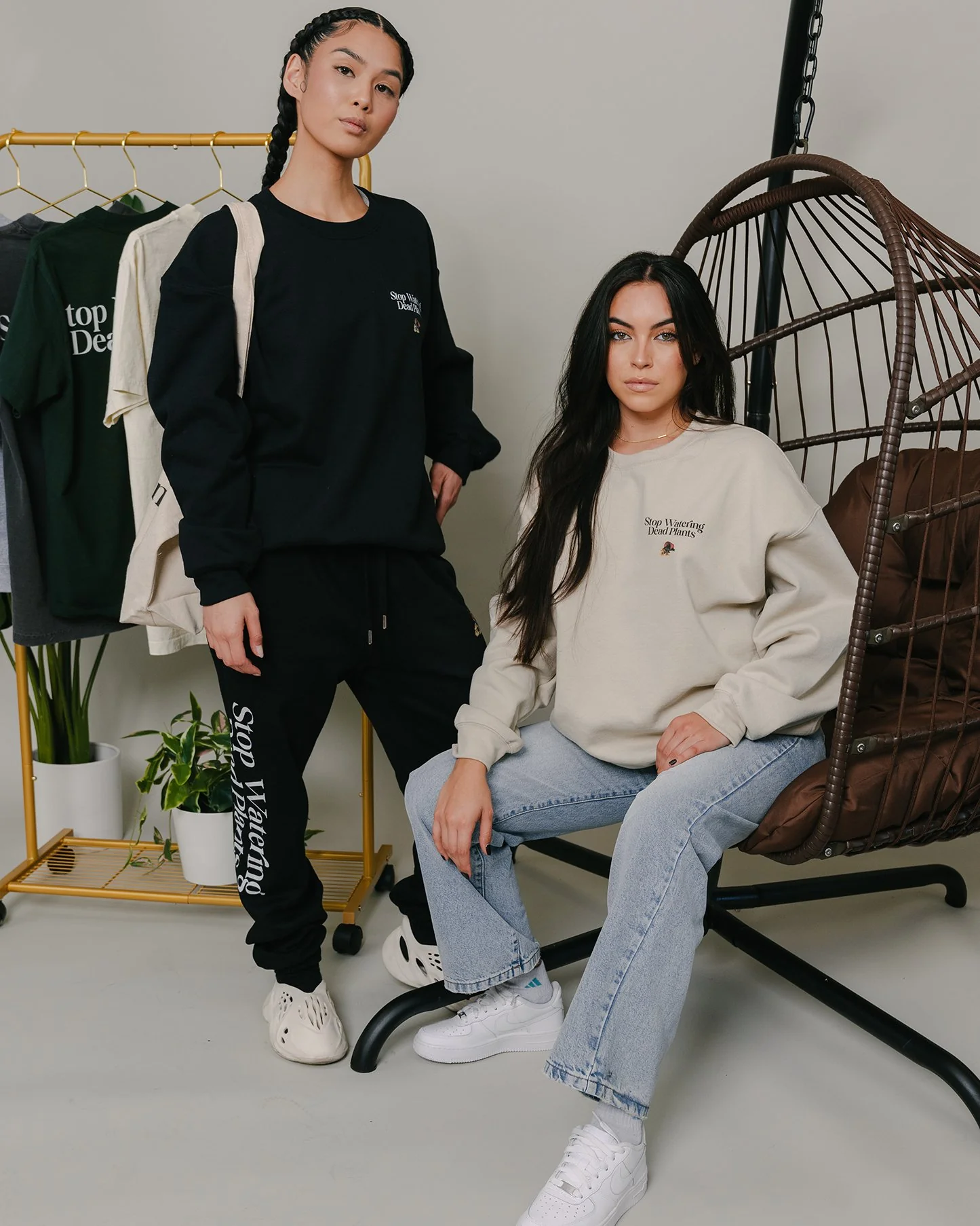 Stop Watering Dead Plants | Khaki Crewneck Sweatshirt - Image 3