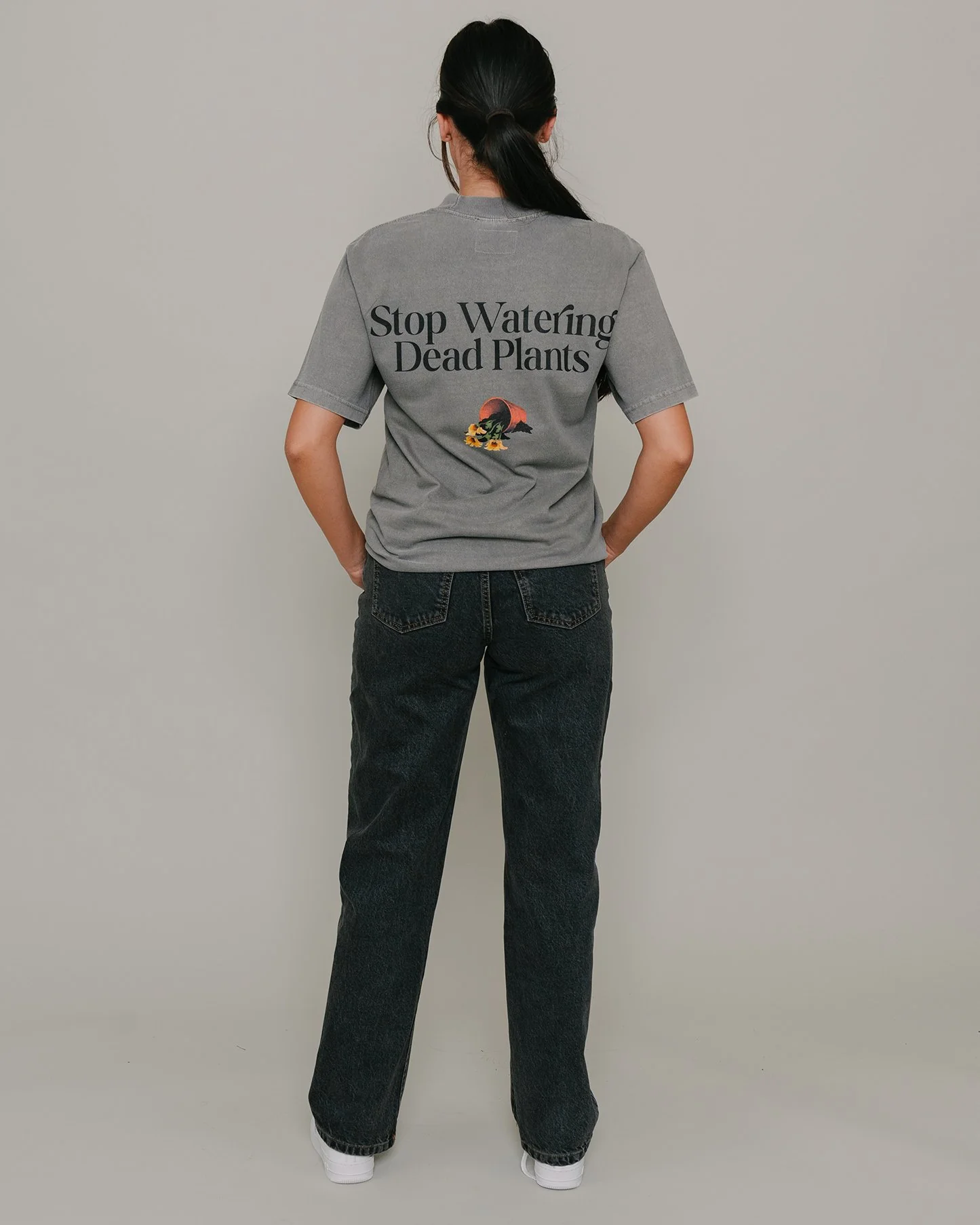 Stop Watering Dead Plants | Oversized Cement Graphic Tee - Image 3