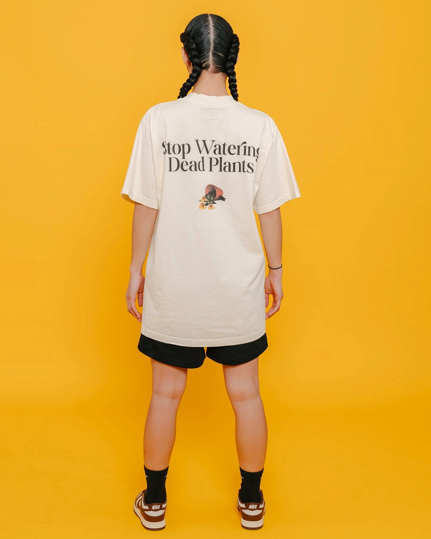 Stop Watering Dead Plants | Oversized Cream Graphic Tee - Image 4