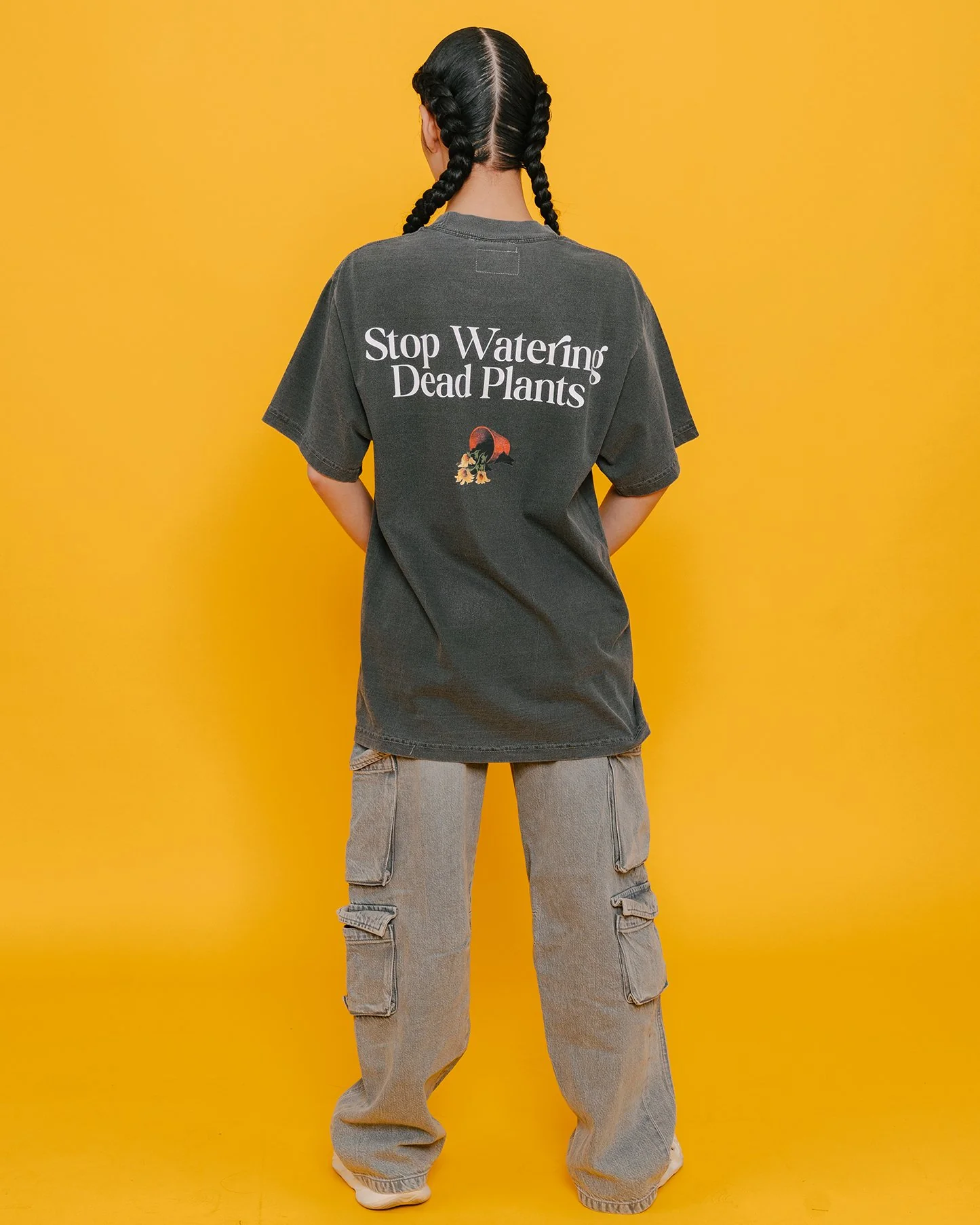 Stop Watering Dead Plants | Oversized Shadow Graphic Tee - Image 3