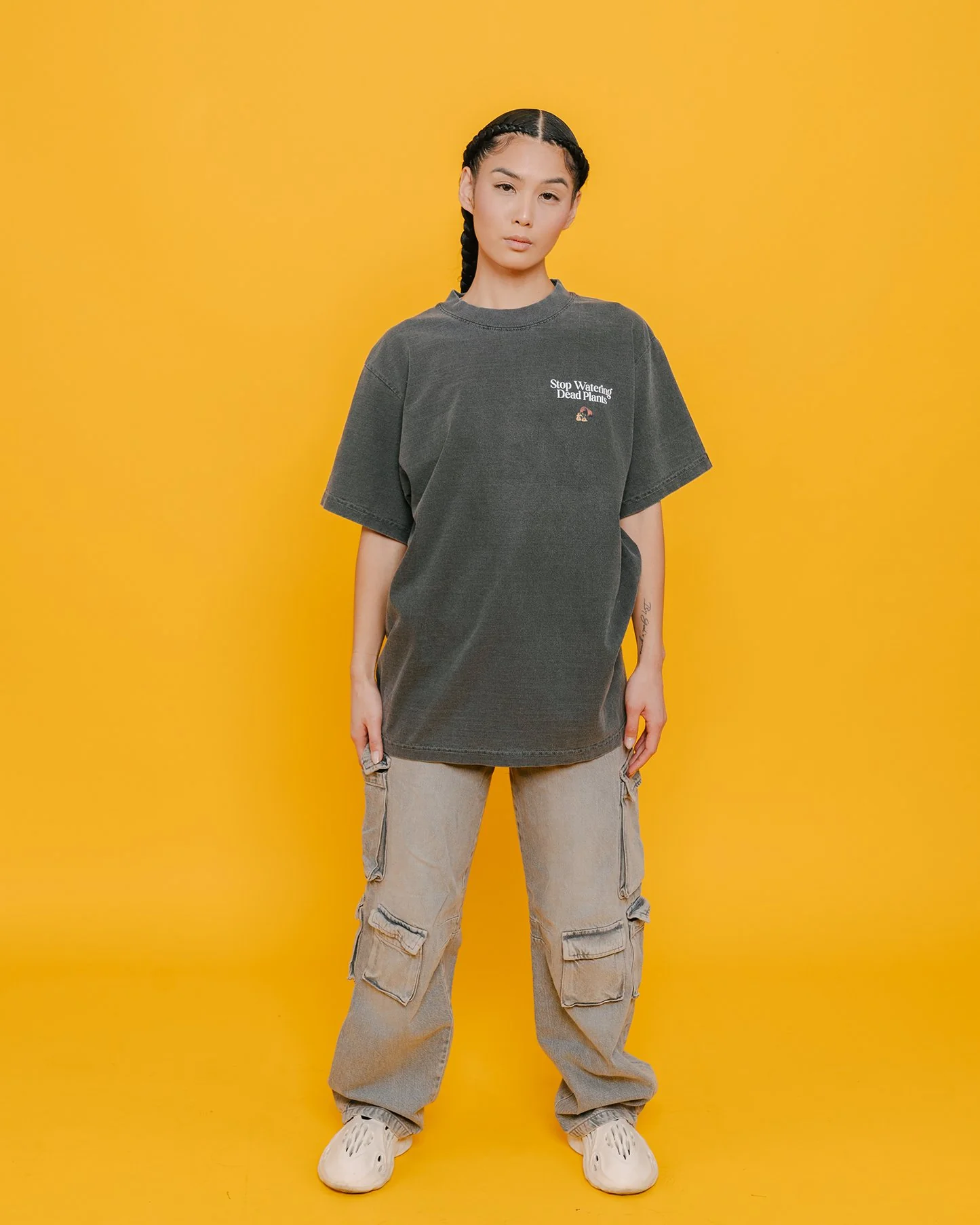 Stop Watering Dead Plants | Oversized Shadow Graphic Tee - Image 4