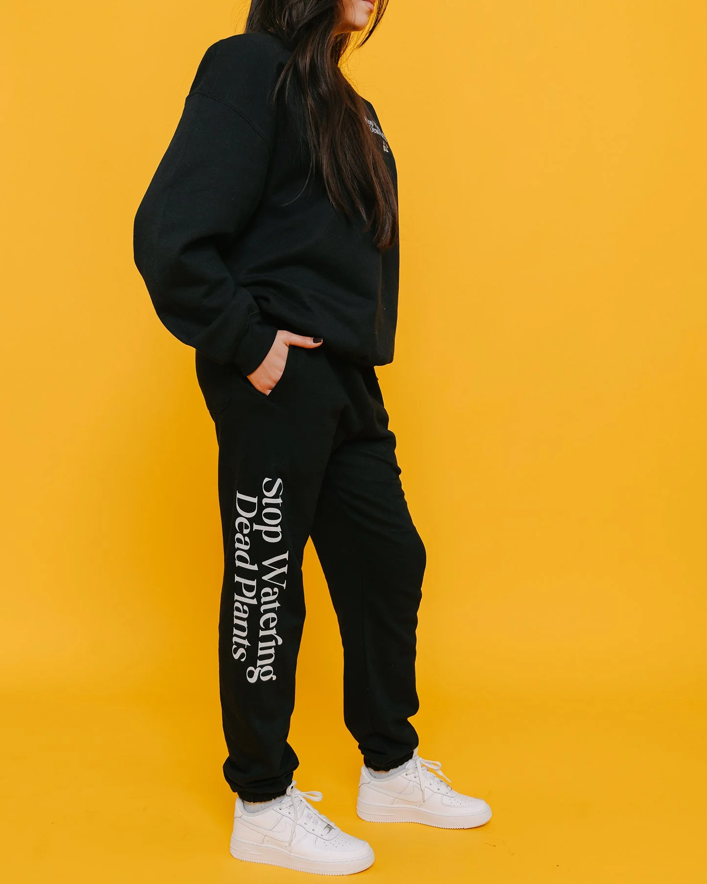 Stop Watering Dead Plants V2 | Black Sweatpants - Image 2