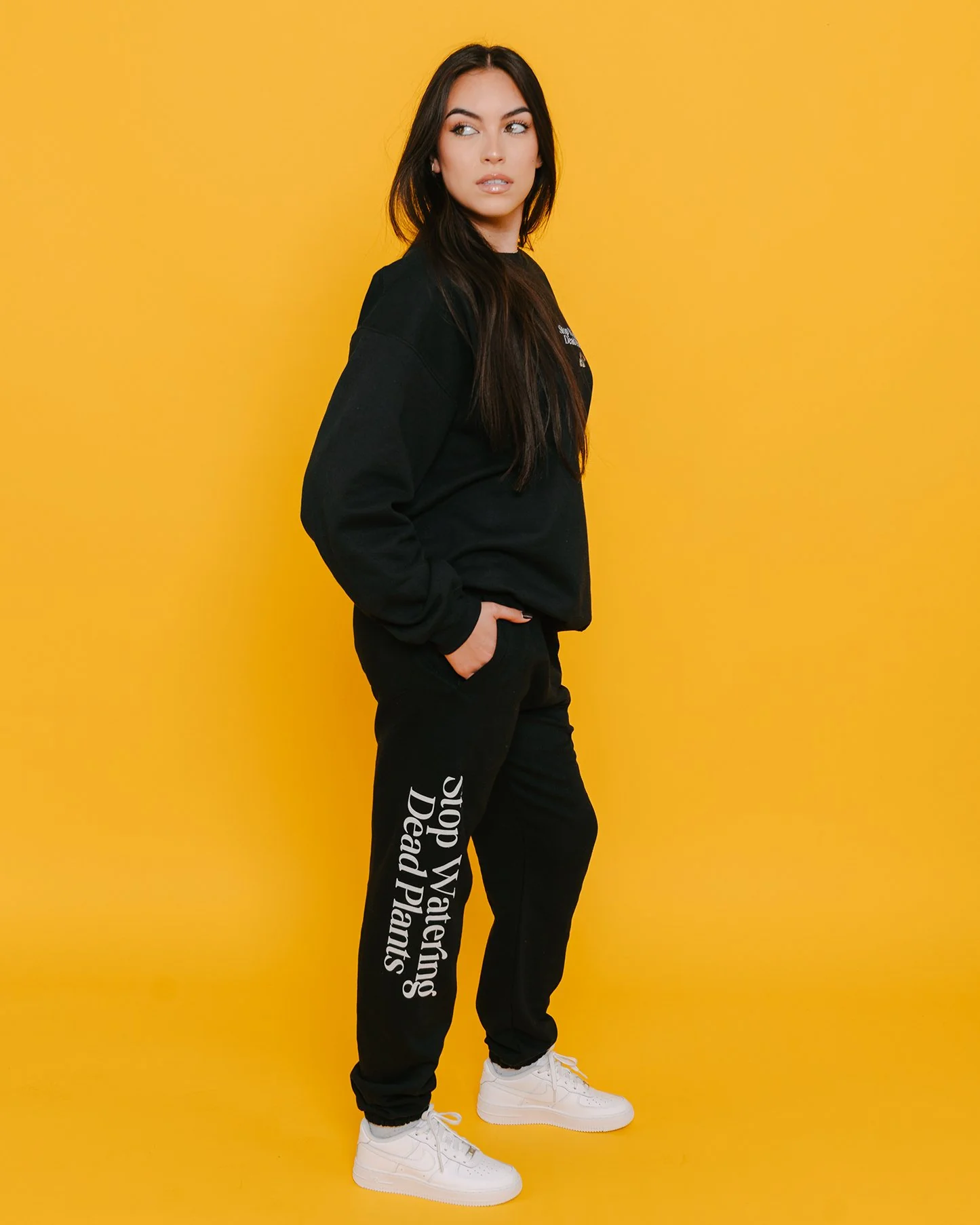 Stop Watering Dead Plants V2 | Black Sweatpants - Image 3