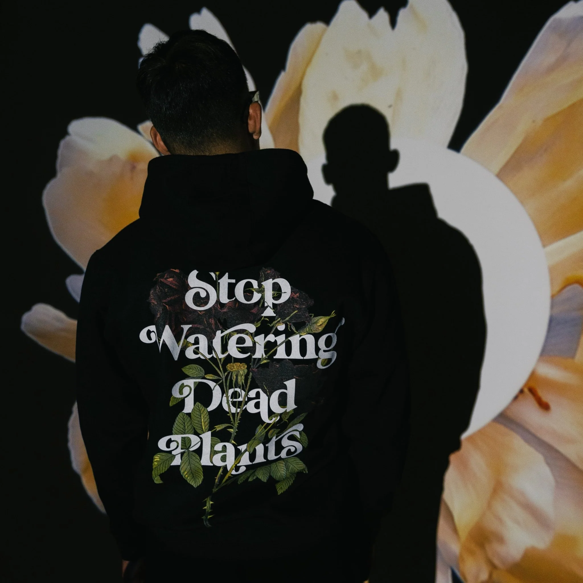 Stop Watering Dead Plants V4 | Black Pullover Hoodie - Image 3