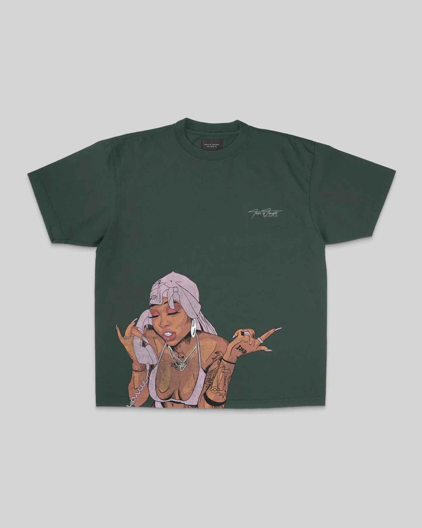 Summer Big Face | Oversized Green Graphic Tee