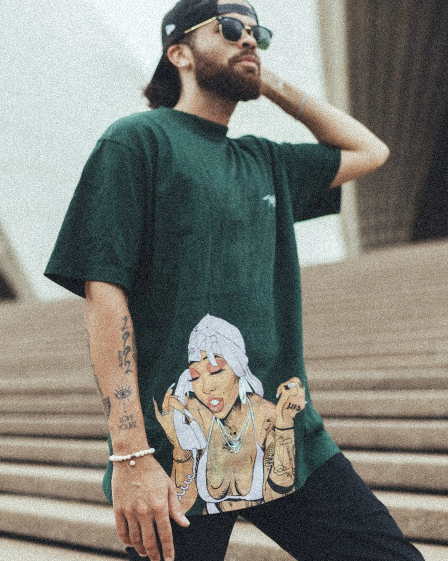 Summer Big Face | Oversized Green Graphic Tee - Image 3