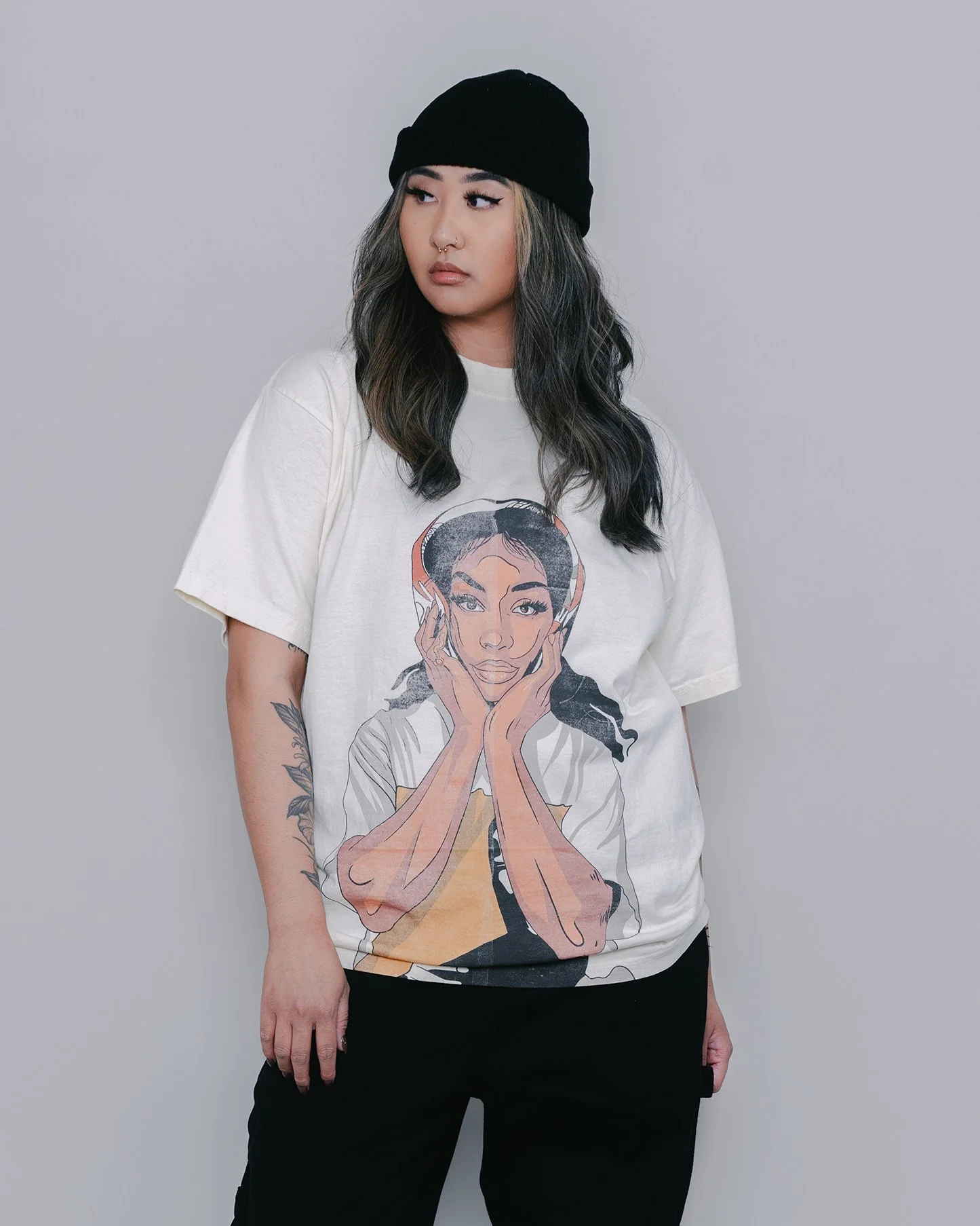 SZA Big Face | Oversized Cream Graphic Tee - Image 2
