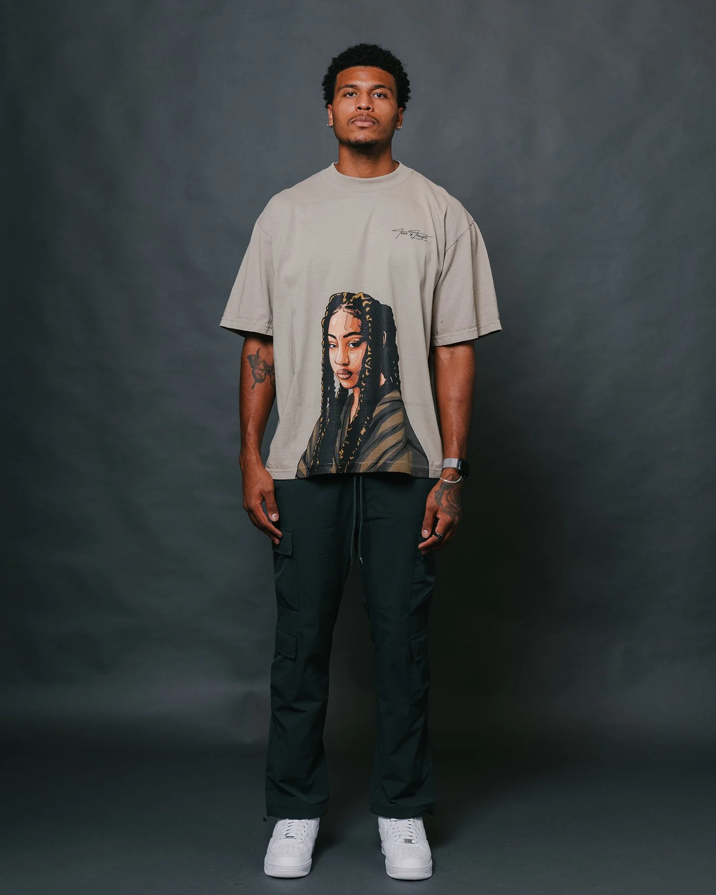 Tems Big Face | Oversized Oatmeal Graphic Tee - Image 2