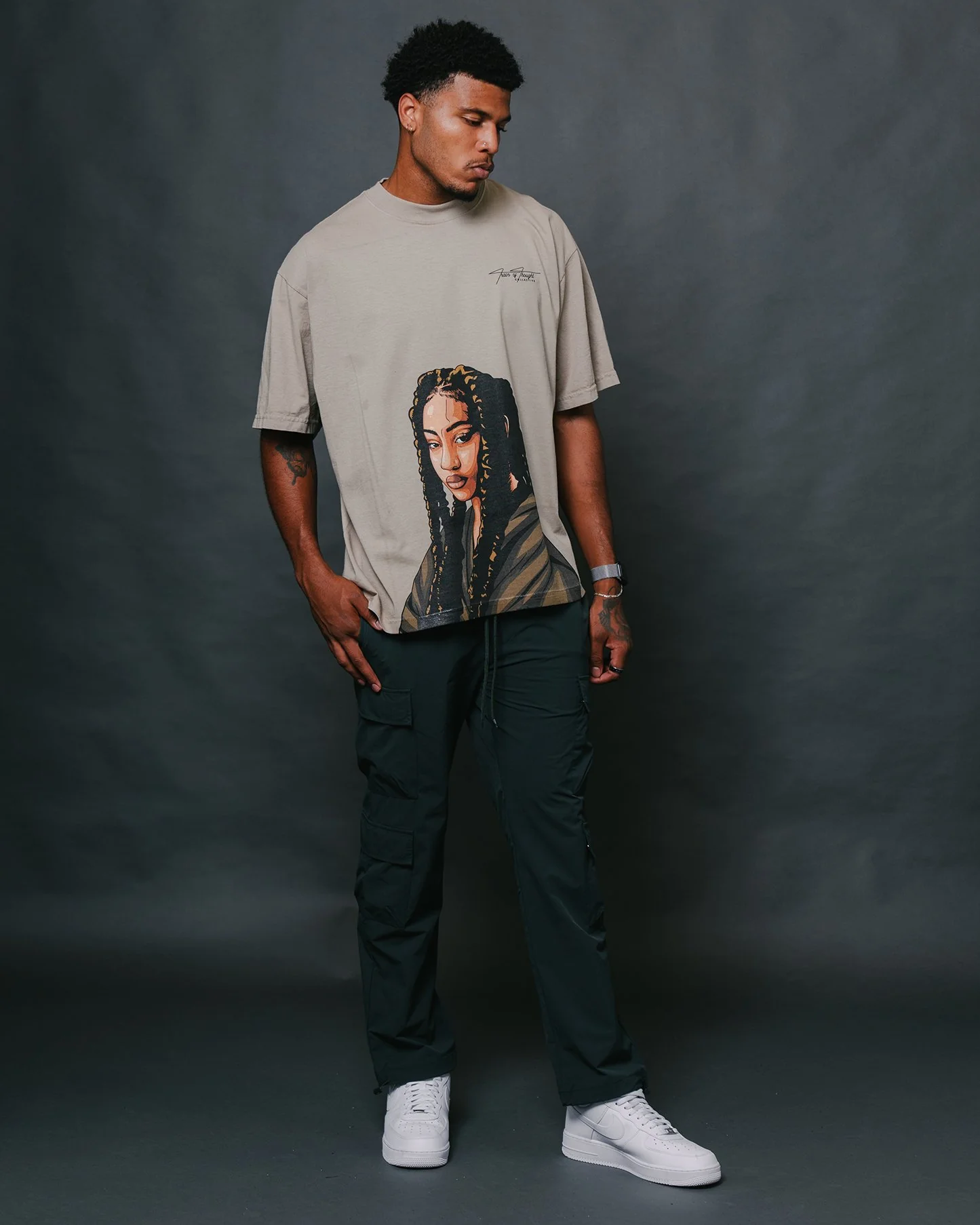 Tems Big Face | Oversized Oatmeal Graphic Tee - Image 3