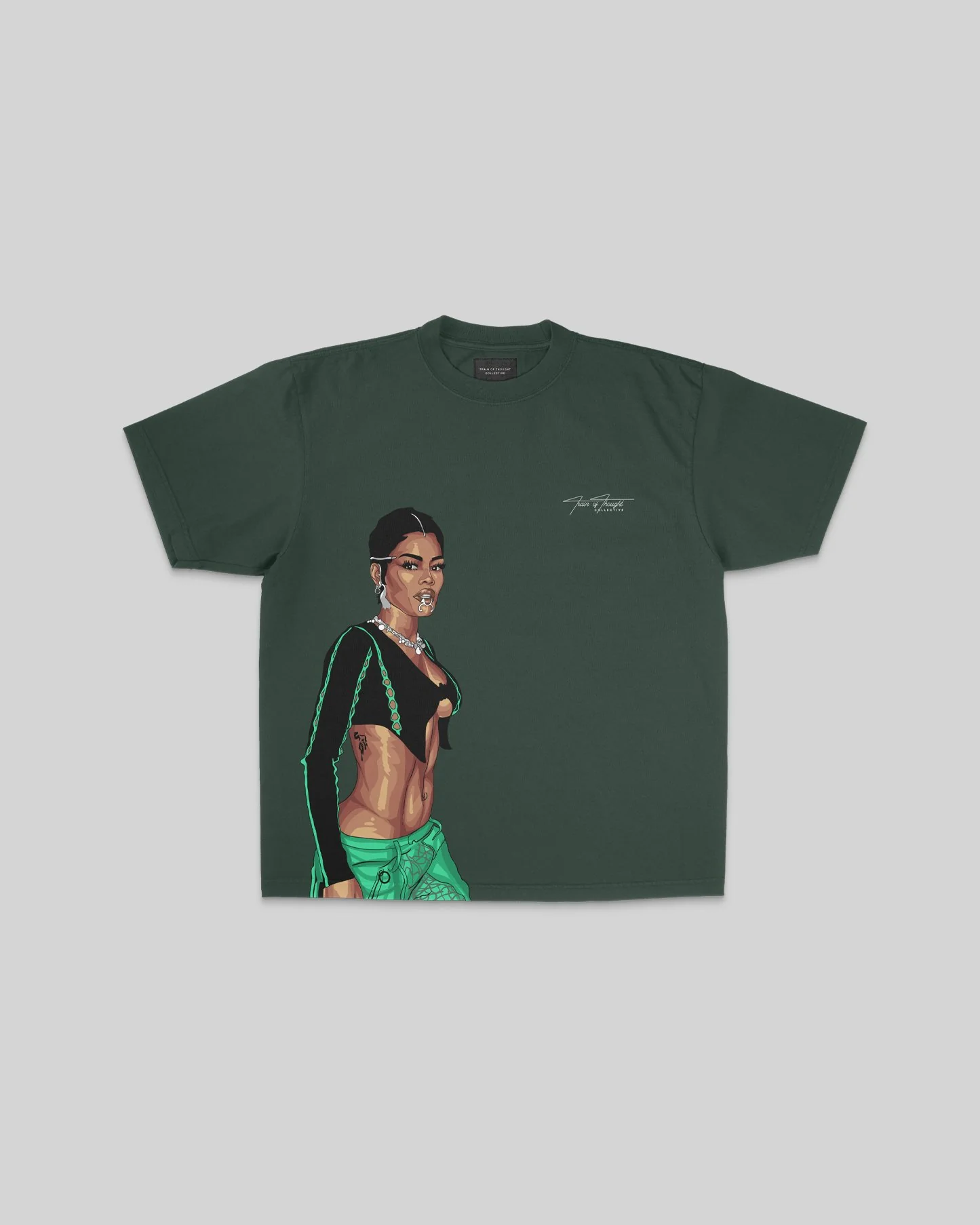 Teyana Big Face | Oversized Green Graphic Tee