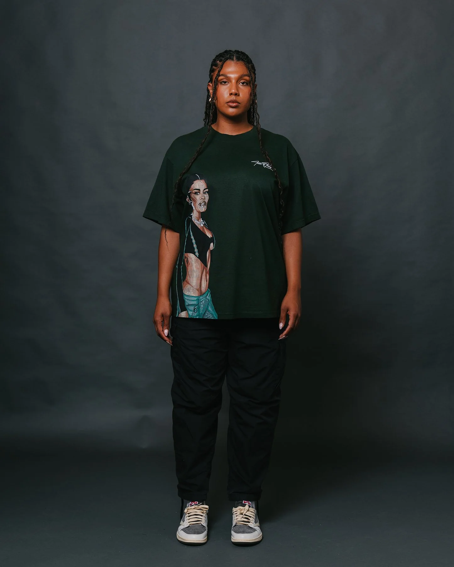 Teyana Big Face | Oversized Green Graphic Tee - Image 2