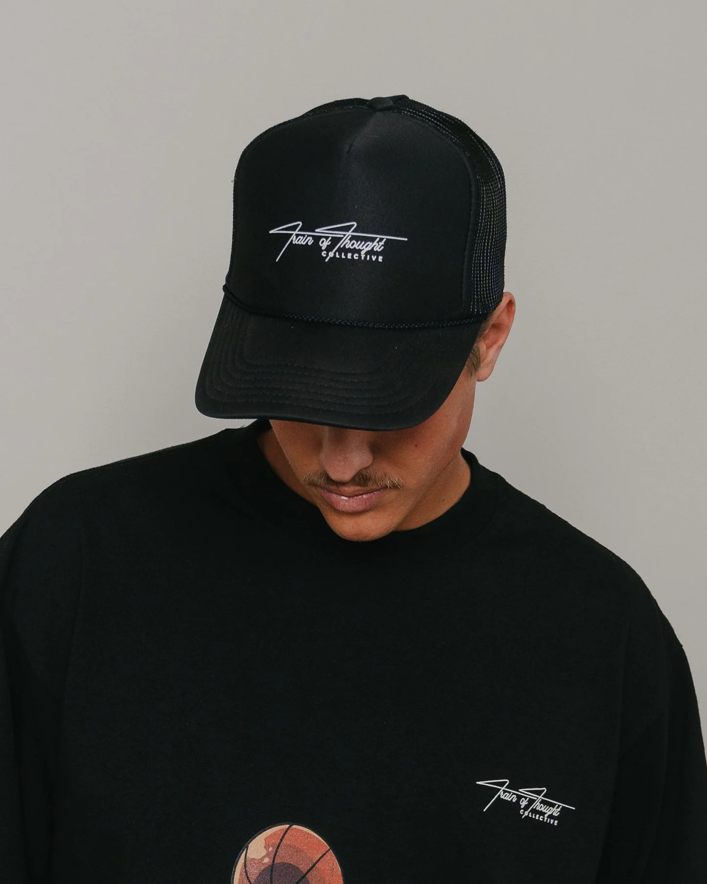 TOTC Signature Logo | Black 5 Panel Trucker Hat - Image 2
